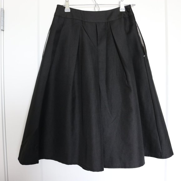 High-waisted formal Black short-midi Skirt w/Pockets Size XS or Small - Picture 2 of 3
